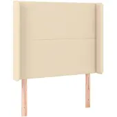vidaXL Hoofdbord met randen 103x16x118/128 cm stof crèmekleurig