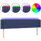 vidaXL Hoofdbord LED 203x16x78/88 cm stof blauw