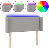 vidaXL Hoofdbord LED 93x16x78/88 cm stof lichtgrijs