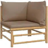 vidaXL Tuinhoekbank met kussens bamboe taupe