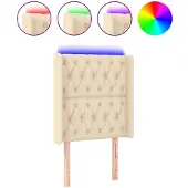 vidaXL Hoofdbord LED 83x16x118/128 cm stof crèmekleurig