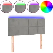 vidaXL Hoofdbord LED 100x5x78/88 cm fluweel lichtgrijs