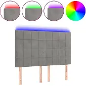 vidaXL Hoofdbord LED 144x5x118/128 cm fluweel lichtgrijs