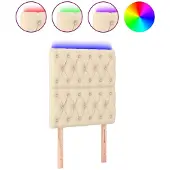 vidaXL Hoofdbord LED 80x7x118/128 cm stof crèmekleurig