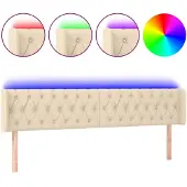 vidaXL Hoofdbord LED 183x16x78/88 cm stof crèmekleurig