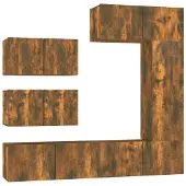 vidaXL 6-delige Tv-meubelset bewerkt hout gerookt eikenkleurig