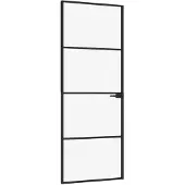 vidaXL Binnendeur 76x201,5 cm gehard glas en aluminium smal zwart