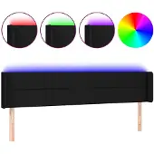 vidaXL Hoofdbord LED 203x16x78/88 cm stof zwart