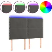 vidaXL Hoofdbord LED 144x5x118/128 cm fluweel donkergrijs