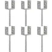 vidaXL Paalhouders, 6 stuks, zilverkleurig, 9x6x30 cm, verzinkt staal