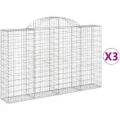 vidaXL Schanskorven 3 st gewelfd 200x30x120/140 cm ijzer