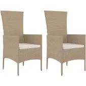 vidaXL Tuinstoelen 2 st met kussens poly rattan beige