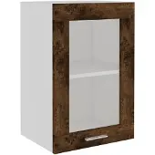 vidaXL Bovenkast Lyon 40x31x60 cm glas en bewerkt hout gerookt eikenkleurig