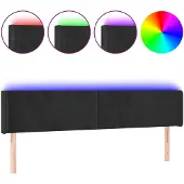 vidaXL Hoofdbord LED 183x16x78/88 cm fluweel zwart