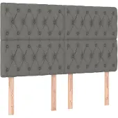 vidaXL Hoofdbord donkergrijs 160x7x118/128 cm Stof