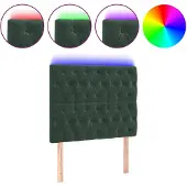 vidaXL Hoofdbord LED 100x7x118/128 cm fluweel donkergroen