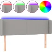 vidaXL Hoofdbord LED 147x16x78/88 cm stof lichtgrijs