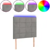 vidaXL Hoofdbord LED 100x5x118/128 cm fluweel lichtgrijs