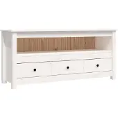 vidaXL Tv-meubel 114x35x52 cm massief grenenhout wit