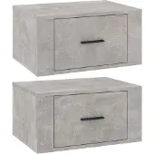 vidaXL Nachtkastjes 2 st wandgemonteerd 50x36x25 cm betongrijs
