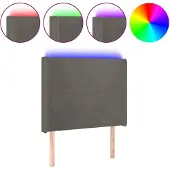 vidaXL Hoofdbord LED 103x16x118/128 cm fluweel donkergrijs