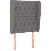 vidaXL Hoofdbord met randen 83x23x118/128 cm stof donkergrijs