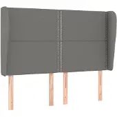 vidaXL Hoofdbord met randen 147x23x118/128 cm stof donkergrijs