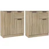 vidaXL Dressoirs 2 st 60x30x70 cm bewerkt hout sonoma eikenkleurig