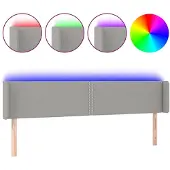 vidaXL Hoofdbord LED 203x16x78/88 cm stof lichtgrijs