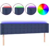 vidaXL Hoofdbord LED 203x16x78/88 cm stof blauw