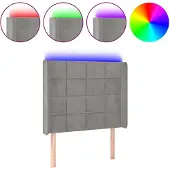 vidaXL Hoofdbord LED 103x16x118/128 cm fluweel lichtgrijs