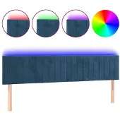 vidaXL Hoofdbord LED 200x5x78/88 cm fluweel donkerblauw