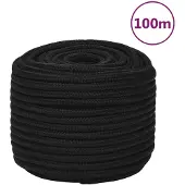 vidaXL Werktouw 14 mm 100 m polyester zwart