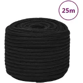 vidaXL Werktouw 12 mm 25 m polyester zwart