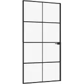 vidaXL Binnendeur 102x201,5 cm gehard glas en aluminium smal zwart