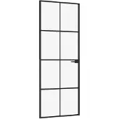 vidaXL Binnendeur 76x201,5 cm gehard glas en aluminium smal zwart