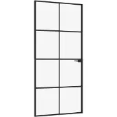 vidaXL Binnendeur 93x201,5 cm gehard glas en aluminium smal zwart