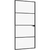 vidaXL Binnendeur 93x201,5 cm gehard glas en aluminium smal zwart