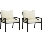 vidaXL Tuinstoelen met zandkleurige kussens 2 st 68x76x79 cm staal