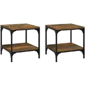 vidaXL Bijzettafels 2 st 40x40x40 cm bewerkt hout gerookt eiken