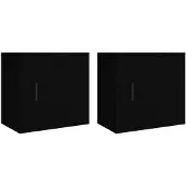 vidaXL Nachtkastjes 2 st wandgemonteerd 50x30x47 cm zwart
