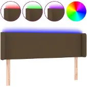vidaXL Hoofdbord LED 147x16x78/88 cm stof donkerbruin