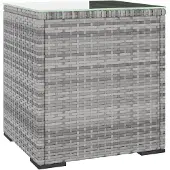 vidaXL Bijzettafel 40x37x40,5 cm poly rattan en gehard glas grijs