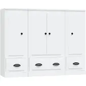 vidaXL Hoge kasten 3 st bewerkt hout wit