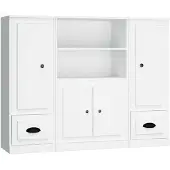 vidaXL Hoge kasten 3 st bewerkt hout wit