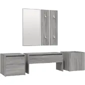 vidaXL Garderobe set bewerkt hout grijs sonoma eikenkleurig