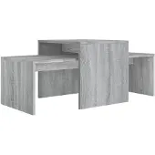 vidaXL Salontafelset 100x48x40 cm bewerkt hout grijs sonoma eikenkleur