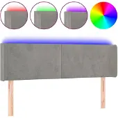 vidaXL Hoofdbord LED 147x16x78/88 cm fluweel lichtgrijs