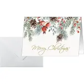 Sigel Kerstmotiefkaart "Rode bessen en dennenappels", A6 (A5), 250g/m², 25 stuks, wit karton, inkjet &amp; laserprinter
