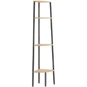 vidaXL Hoekkast met 4 lagen lichtbruin en zwart 45,5x31,5x150 cm